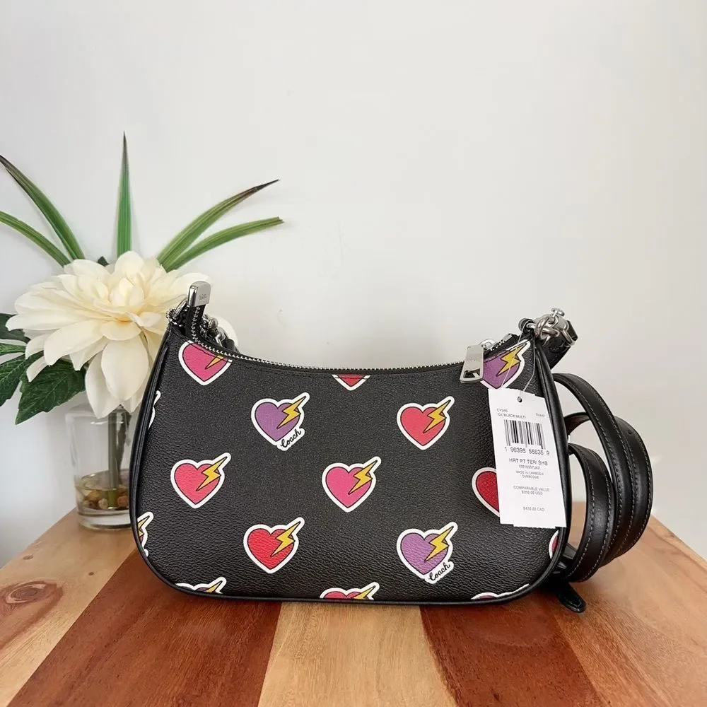 NWT Coach Teri Shoulder Bag With‎ Heart Bolt Print